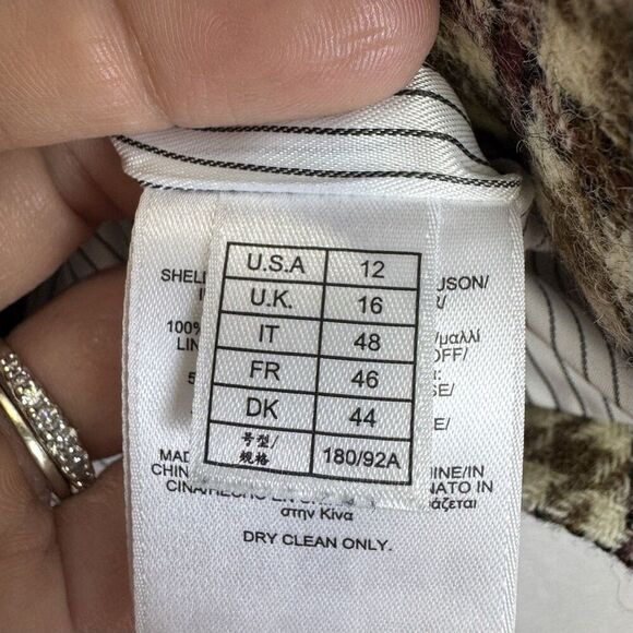 Brooks Brothers Red Fleece Wool Blazer Jacket Size 12 Houndstooth Gold Buttons - Picture 10 of 12